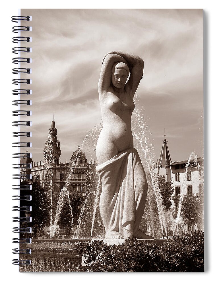 Barcelona Spiral Notebook featuring the photograph Plaza Cataluna by Michael Kirk