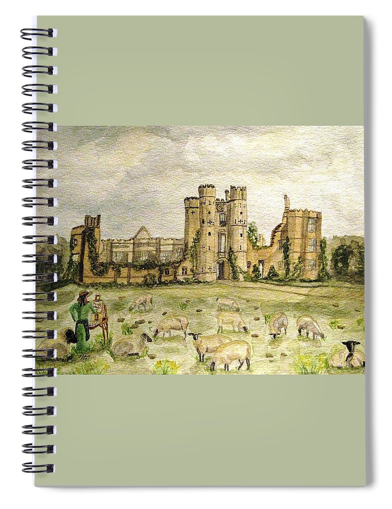 Sheep Spiral Notebook featuring the painting Plein Air Painting At Cowdray House Sussex by Angela Davies