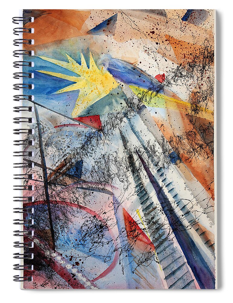 Abstract Spiral Notebook featuring the painting Point of View by Mary Benke