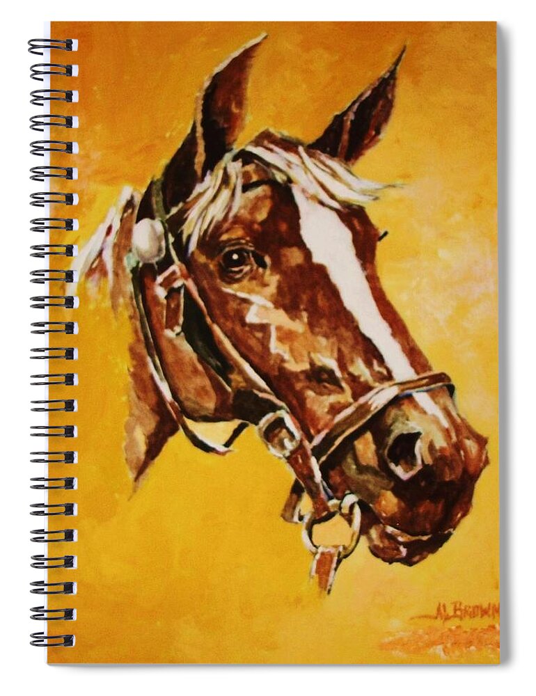 Horses Spiral Notebook featuring the painting Poised in a Holter by Al Brown