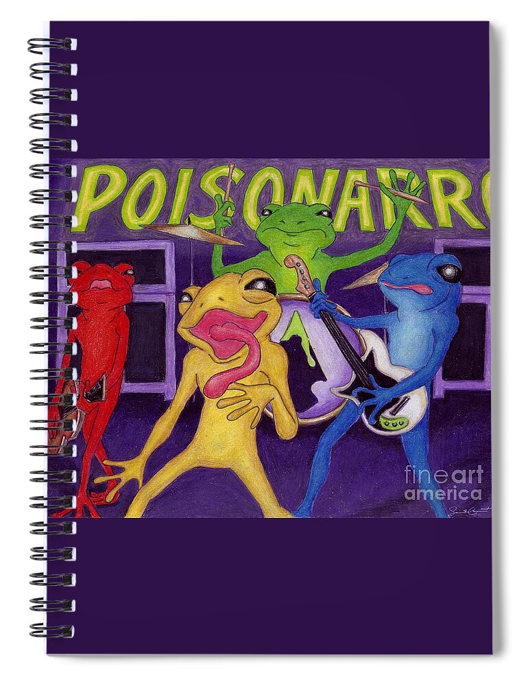 Frog Spiral Notebook featuring the drawing Poison-Arrow Frog Band by Samantha Geernaert