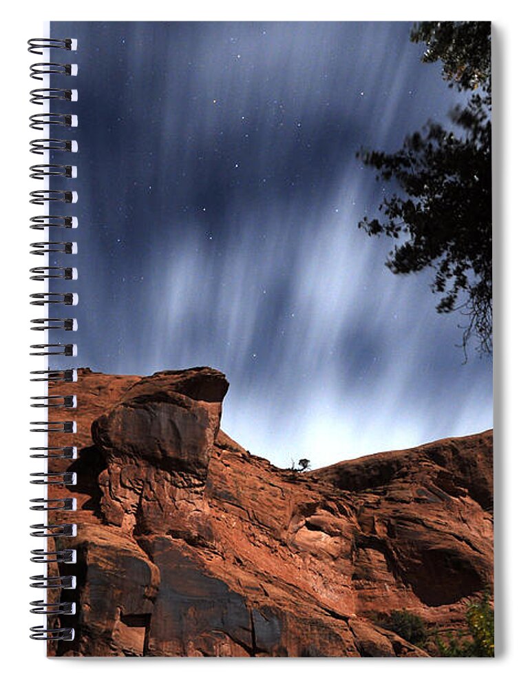Poison Spider Mesa Spiral Notebook featuring the photograph Poison Spider Mesa under Moonlight by Gary Whitton