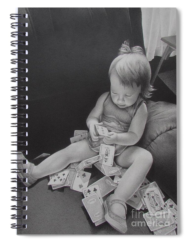 Graphite Spiral Notebook featuring the drawing Pokerface by Pamela Clements