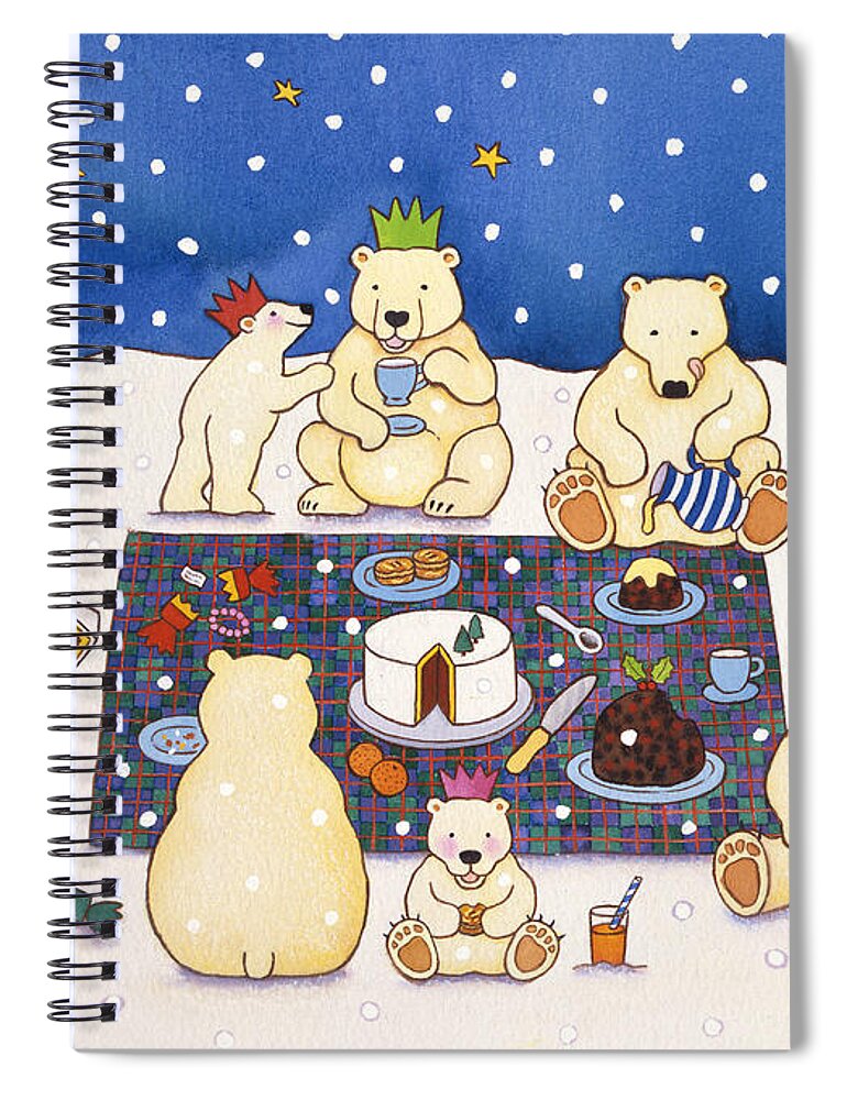 Christmas Spiral Notebook featuring the painting Polar Bear Picnic by Cathy Baxter