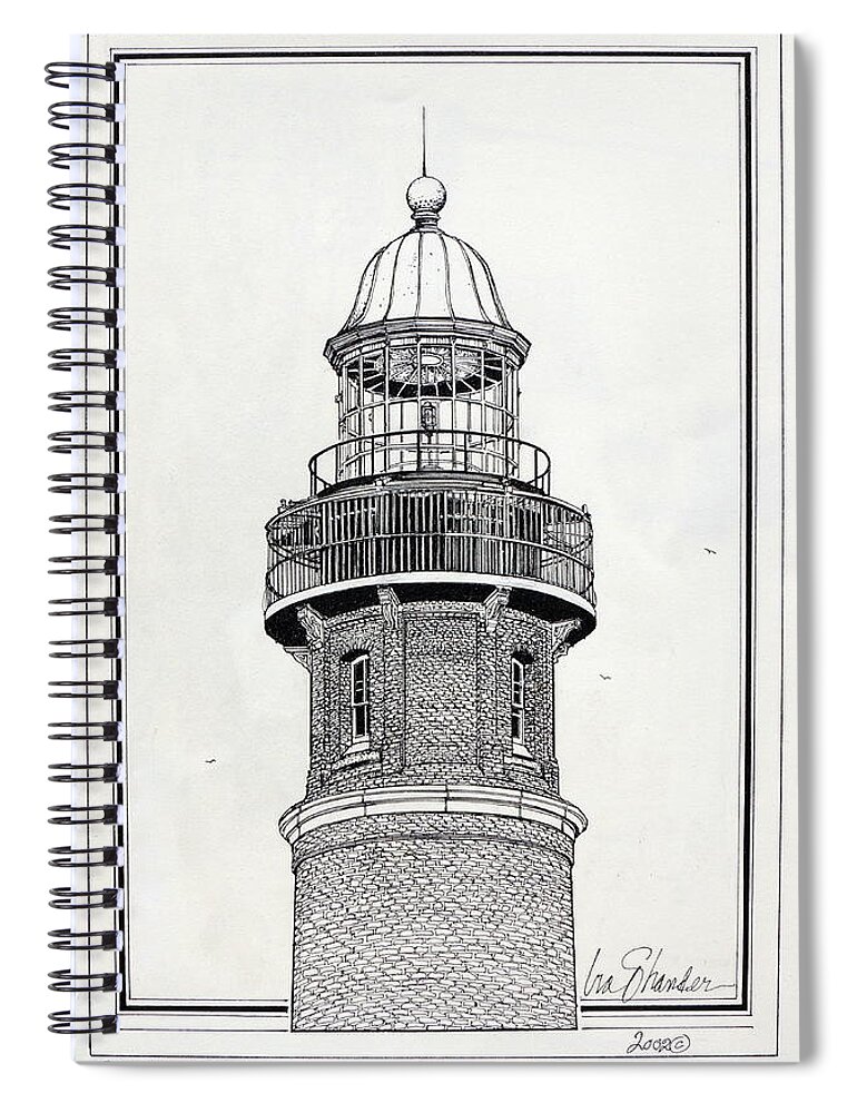 Ponce De Leon Inlet Lighthouse Spiral Notebook featuring the drawing Ponce De Leon Inlet Lighthouse by Ira Shander