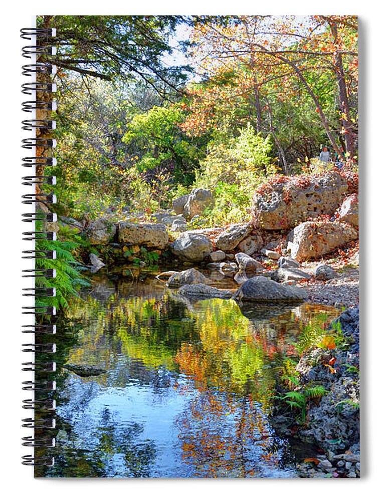 Hint Of Fall Spiral Notebook featuring the photograph Pond at lost Maples by Savannah Gibbs