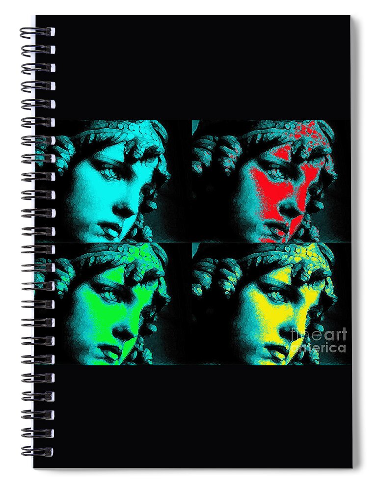 Pop Art / Angel X4 Spiral Notebook featuring the digital art Pop Art / Angel X4 by Elizabeth McTaggart