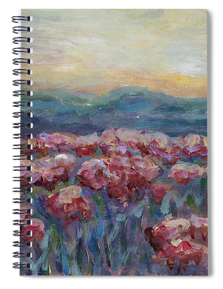 Poppies Spiral Notebook featuring the painting Poppies at Sunset by Nadine Rippelmeyer