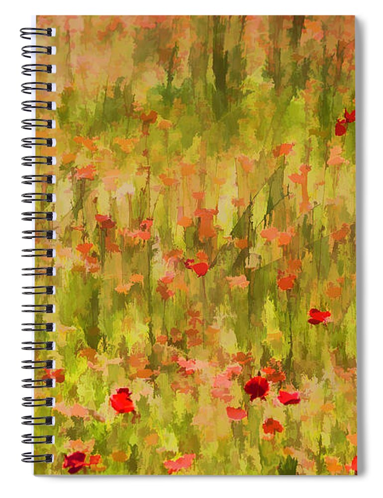 Flowers Spiral Notebook featuring the painting Poppies of Tuscany by David Letts