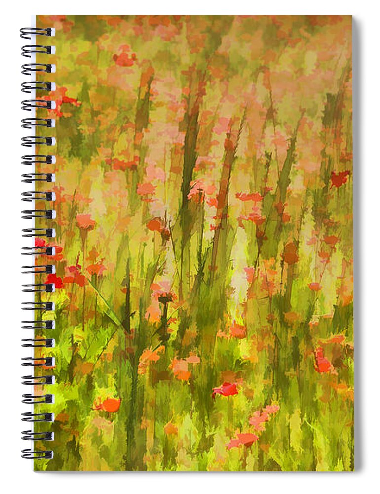 Flowers Meadow Spiral Notebook featuring the painting Poppies of Tuscany II by David Letts