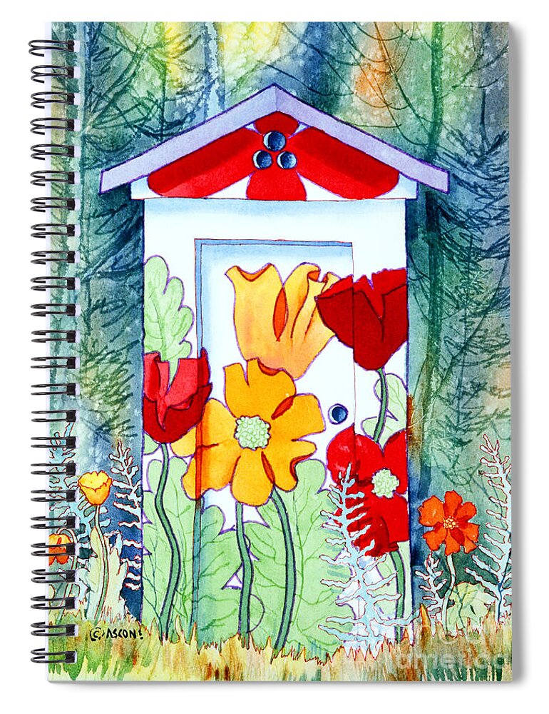 Poppy Potty Spiral Notebook featuring the painting Poppy Potty by Teresa Ascone