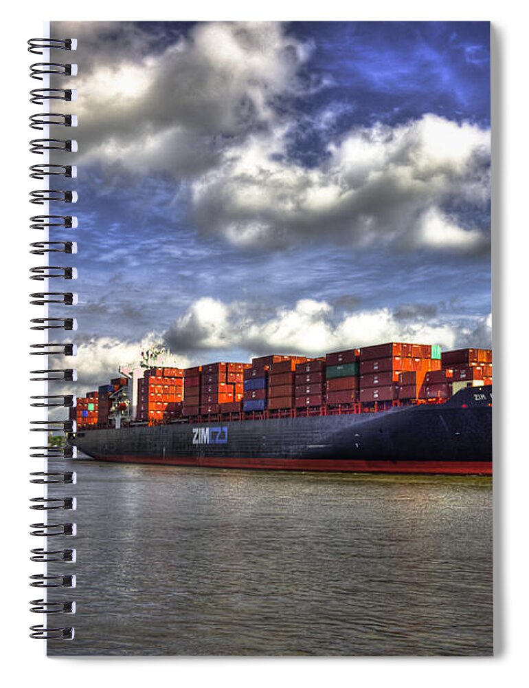 Reid Callaway Port Of Savannah Spiral Notebook featuring the photograph Port Of Savannah Shipping Lanes by Reid Callaway