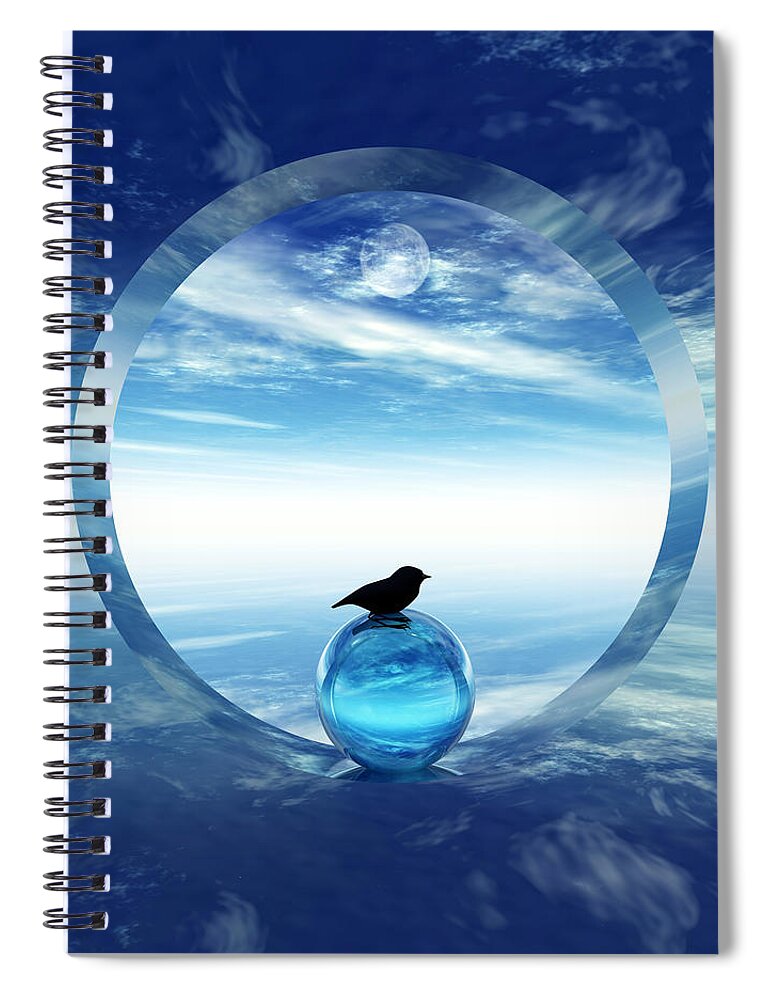 Portal Spiral Notebook featuring the digital art Portal to Peace by Richard Rizzo