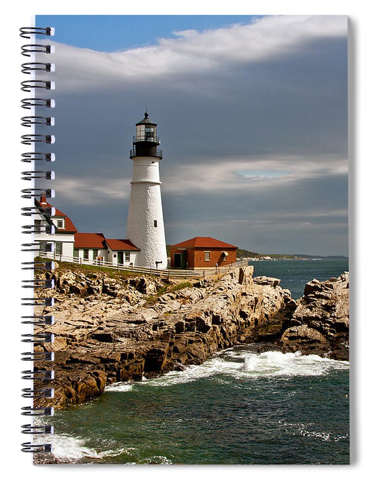Lighthouse Spiral Notebook featuring the photograph Portland Headlight by John Haldane