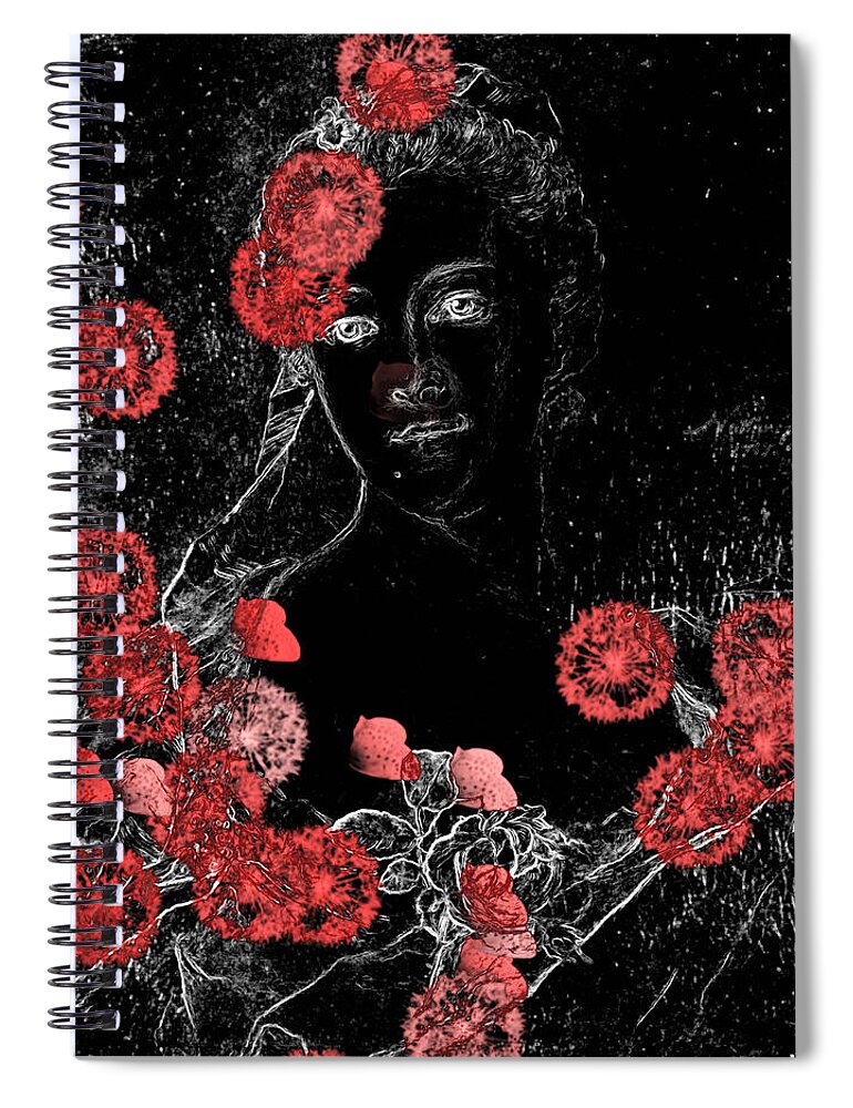 Black Digital Art Spiral Notebook featuring the digital art Portrait in Black - s0201b by Variance Collections
