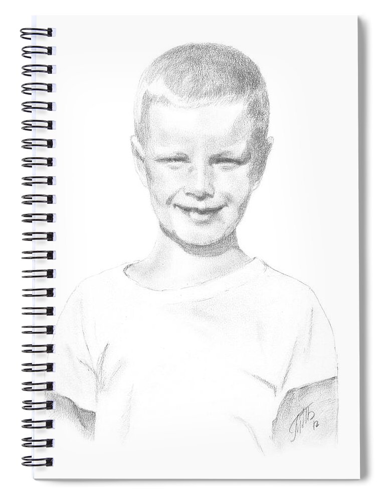 Portrait Spiral Notebook featuring the drawing Portrait of a Boy by Masha Batkova