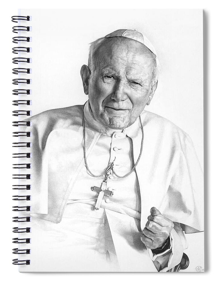 Pope Spiral Notebook featuring the drawing Portrait of a Saint by Smith Catholic Art