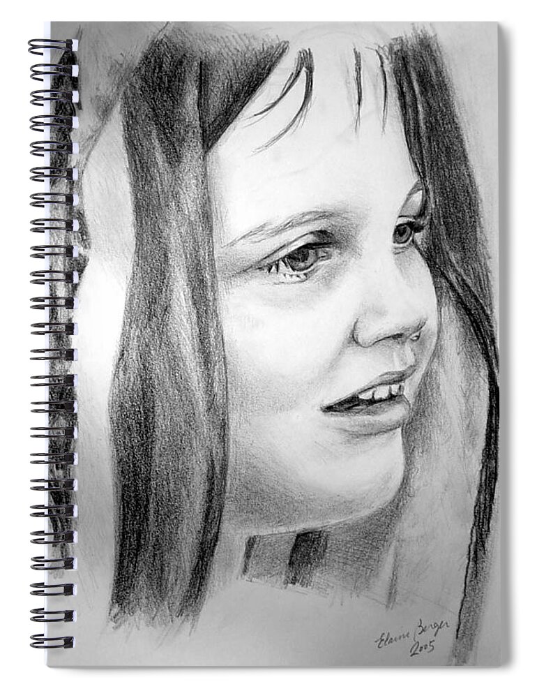 Charcoal Spiral Notebook featuring the drawing Portrait of Amy by Elaine Berger