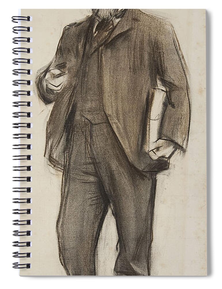 Ramon Casas Spiral Notebook featuring the drawing Portrait of Josep Roca i Roca by Ramon Casas