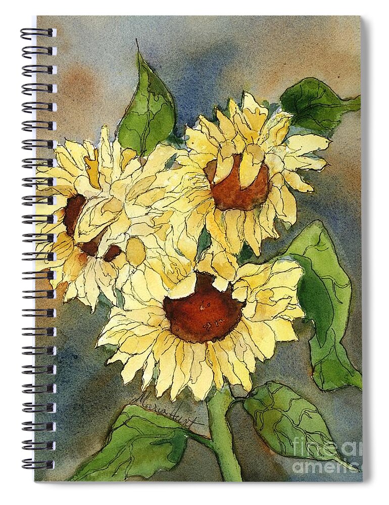 Sunflowers Spiral Notebook featuring the painting Portrait of Sunflowers by Maria Hunt