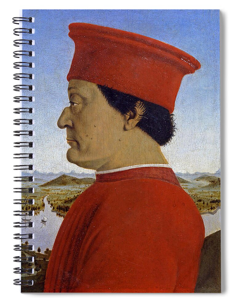 Piero Della Francesca Spiral Notebook featuring the painting Portrait of the Duke of Urbino Federico da Montefeltro by Piero della Francesca