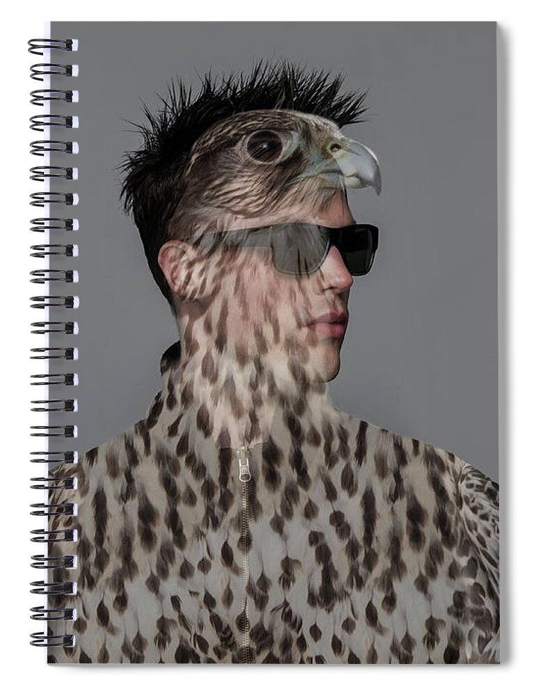 People Spiral Notebook featuring the photograph Portrait Of Young Man With Falcon by Nisian Hughes