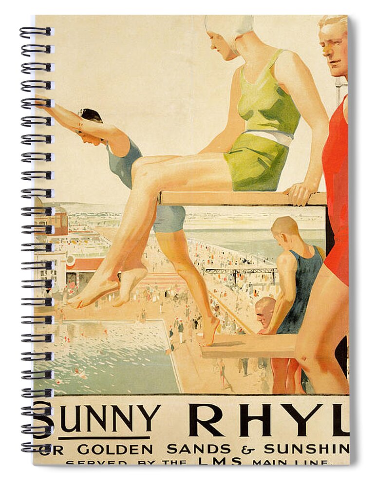North Wales Spiral Notebook featuring the painting Poster advertising Sunny Rhyl by Septimus Edwin Scott