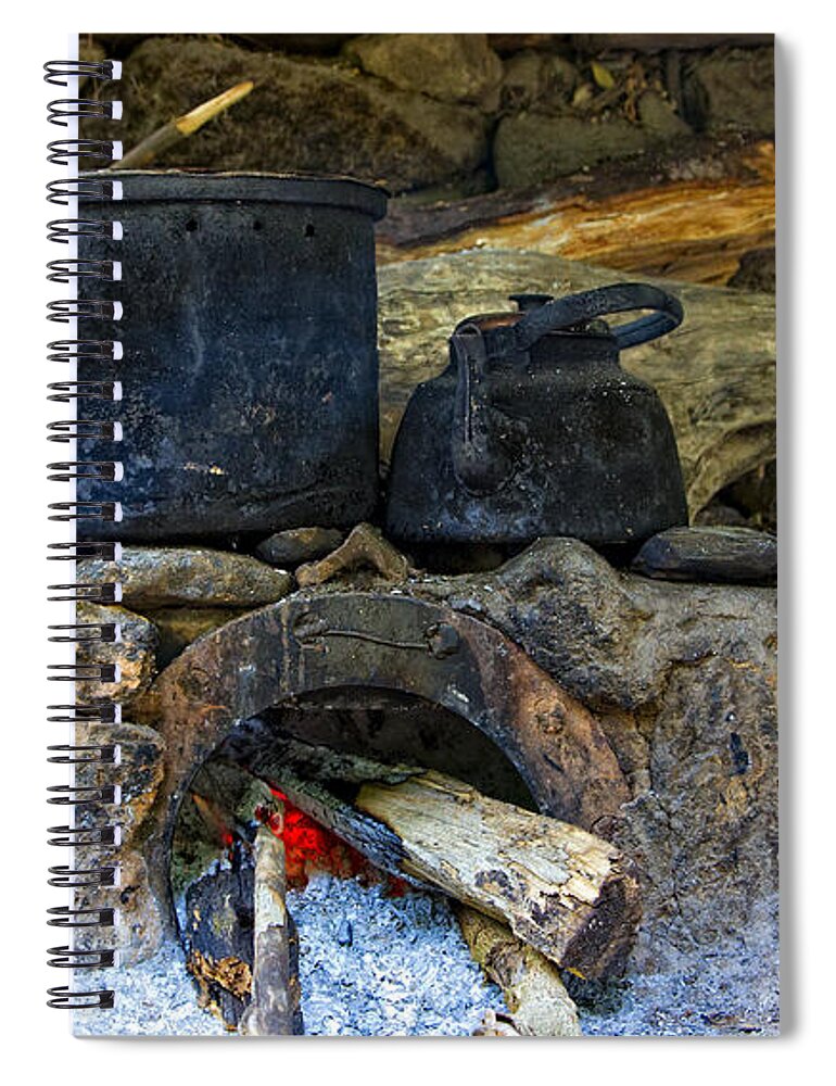 Pots Spiral Notebook featuring the photograph Pots on the stove by Alexey Stiop