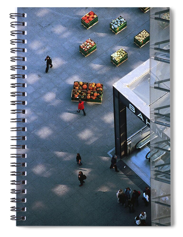 Shadow Spiral Notebook featuring the photograph Potsdamer Platz Vegetable Stands In by Thomas Winz