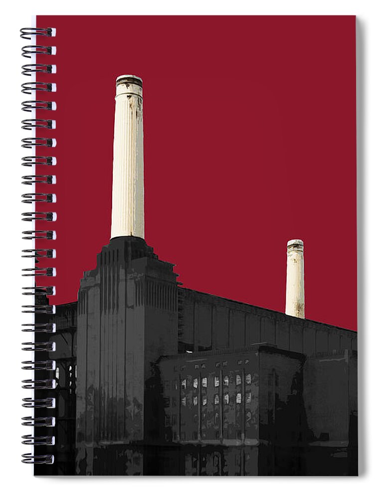 Battersea Spiral Notebook featuring the mixed media Power - Blazing RED #2 by BFA Prints