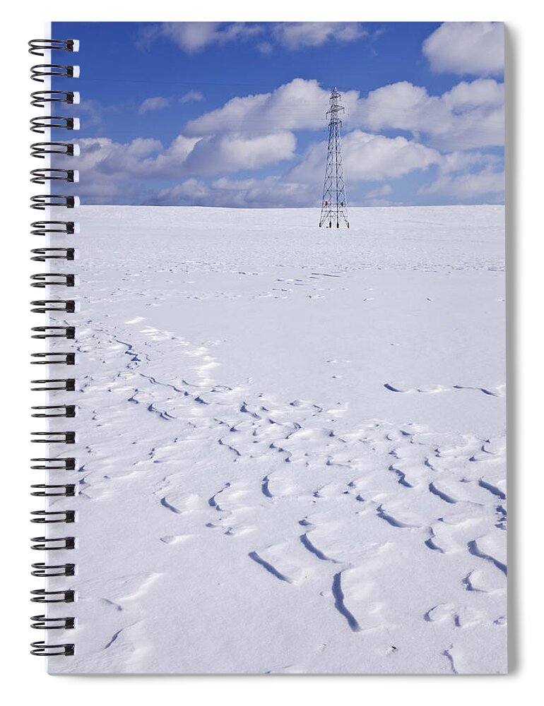 Hokkaido Spiral Notebook featuring the photograph Power Transmission Line In Snow-covered by Jeremy Woodhouse