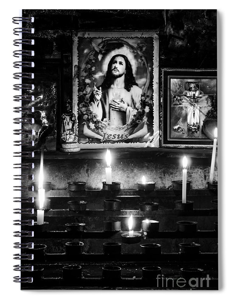 Cathedral Spiral Notebook featuring the photograph Prayer Candles by Michael Arend