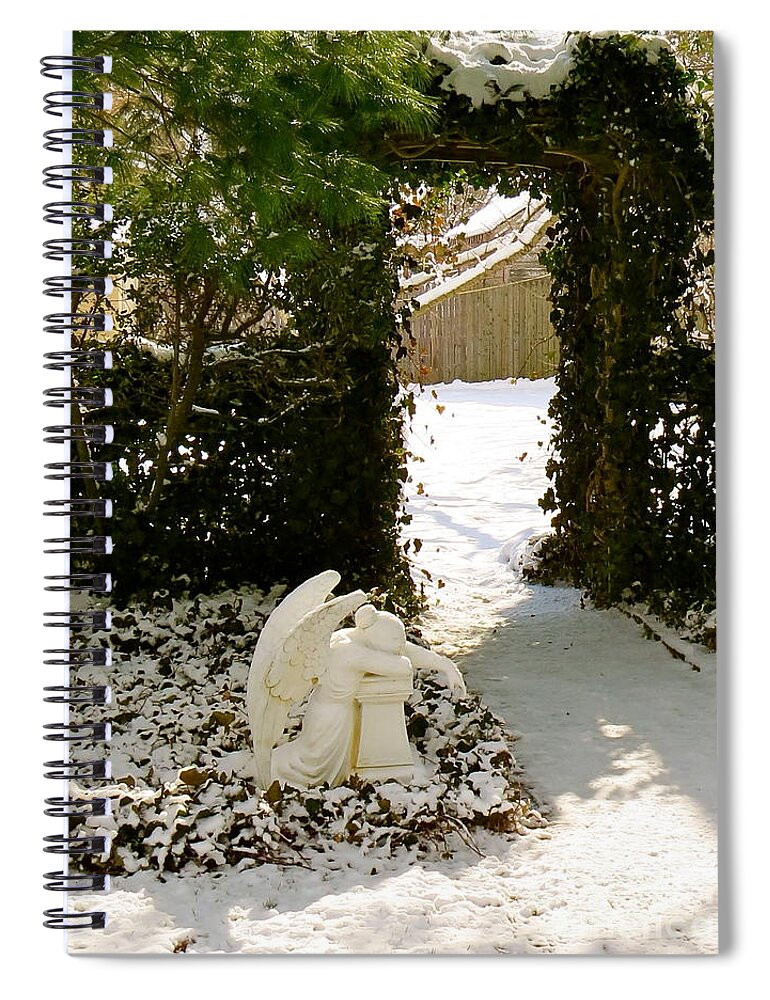 Praying Angel Spiral Notebook featuring the photograph Prayer Garden by Nancy Patterson