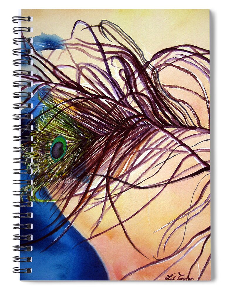 Peacocks Spiral Notebook featuring the painting Preening for Attention SOLD by Lil Taylor