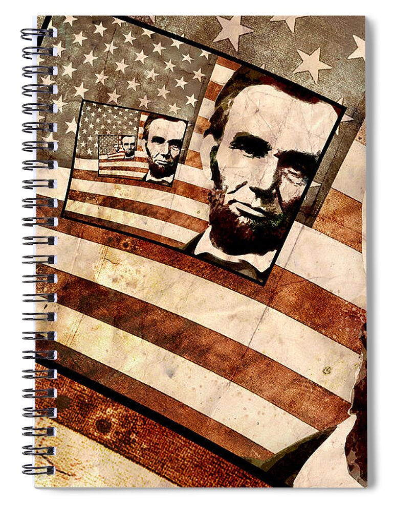 Lincoln Spiral Notebook featuring the digital art President Abraham Lincoln by Phil Perkins