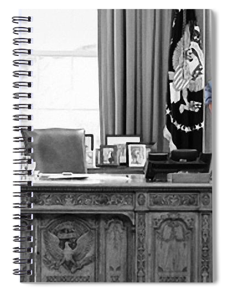 Discount Codes Spiral Notebook featuring the mixed media Barack Obama by Doc Braham