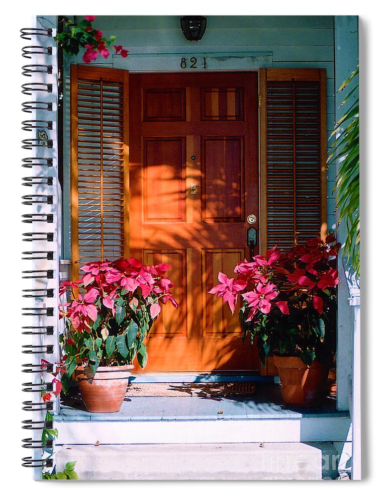 House Spiral Notebook featuring the photograph Pretty House Door in Key West by Susanne Van Hulst