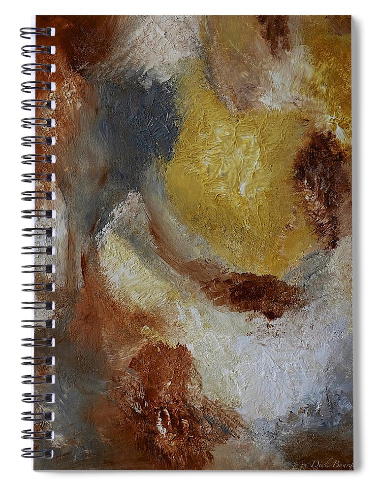 Abstract Spiral Notebook featuring the painting Primordial by Dick Bourgault