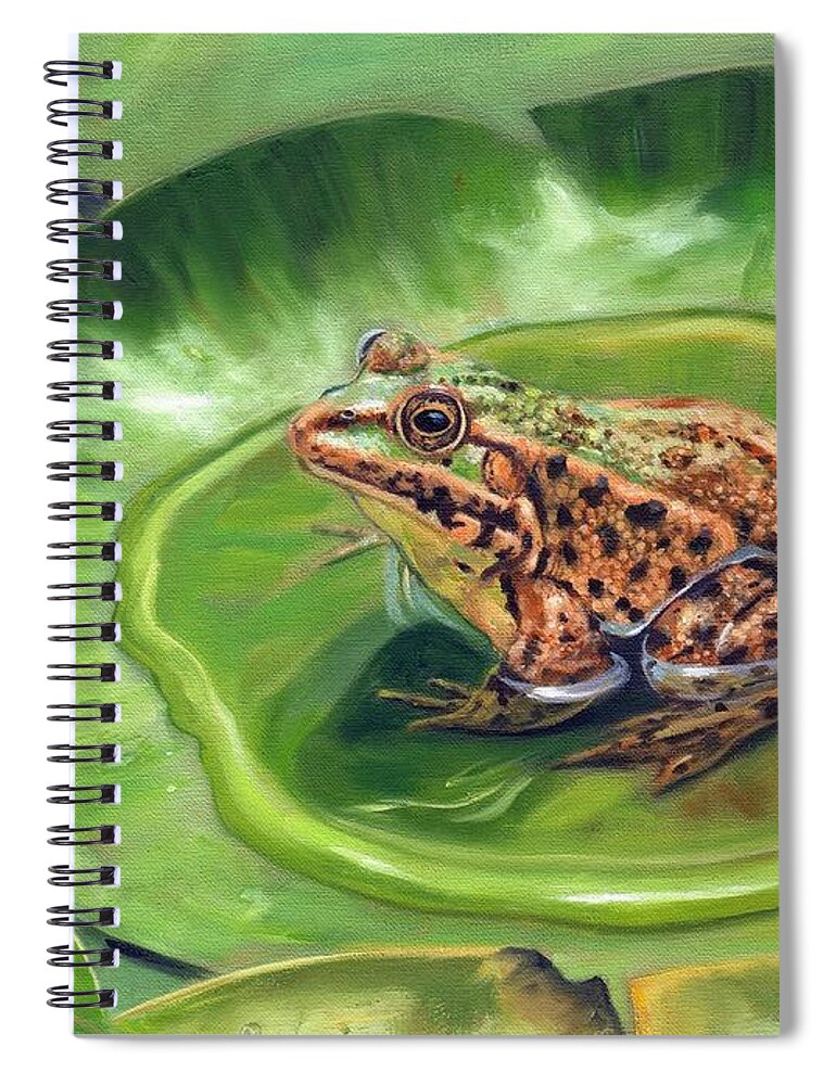 Frog Spiral Notebook featuring the painting Prince Charming by David Stribbling