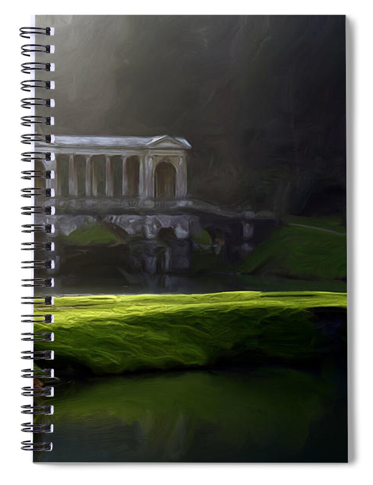 Bridge Spiral Notebook featuring the digital art Prior Park Bath by Ron Harpham