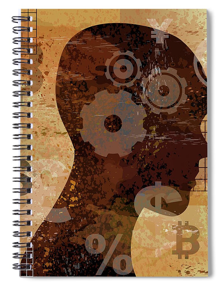 Adult Spiral Notebook featuring the photograph Profile Of Man Thinking About Global by Ikon Images