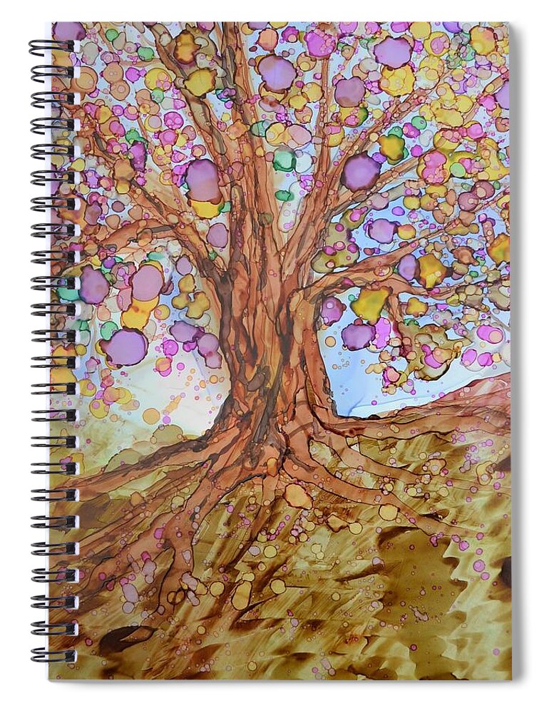 Tree Spiral Notebook featuring the painting Prosperity Tree by Kellie Chasse