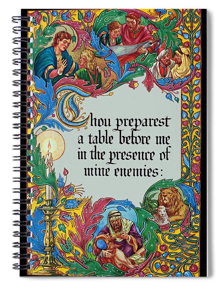 Verses Spiral Notebook featuring the photograph Psalms 23-5A by Tikvah's Hope