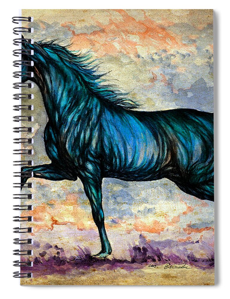 Horse Spiral Notebook featuring the painting Psychedelic Blue by Ang El