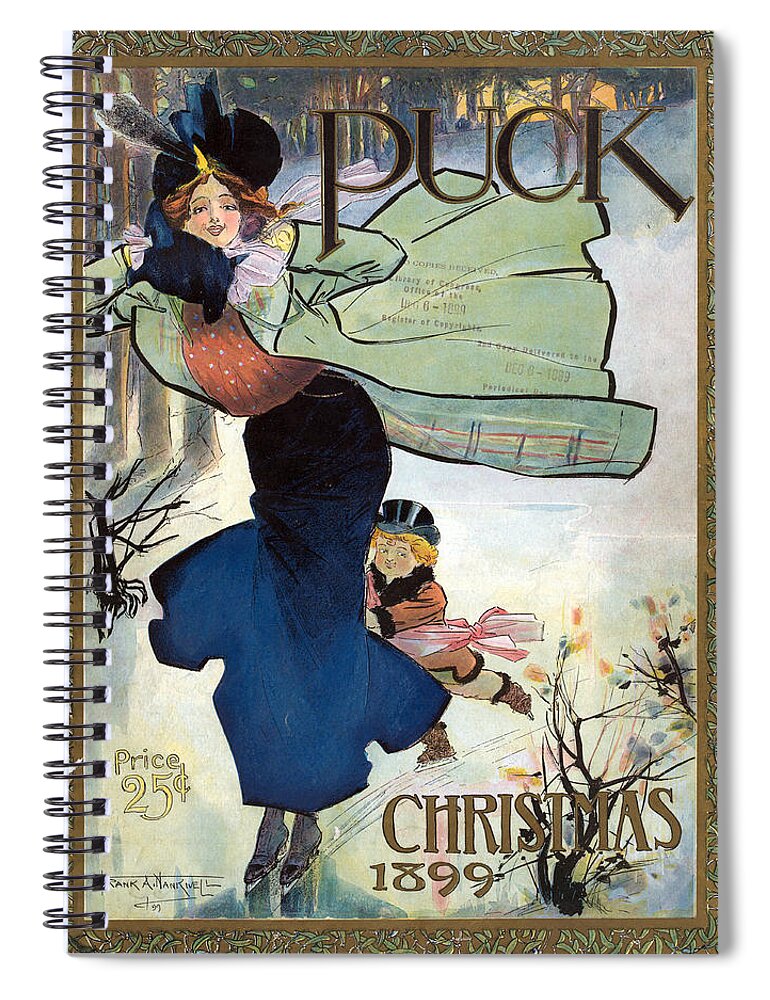 History Spiral Notebook featuring the photograph Puck Christmas, 1899 by Science Source
