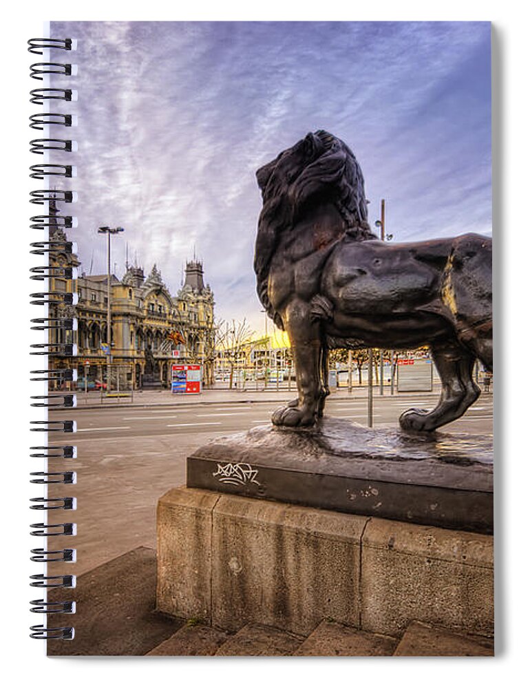 Yhun Suarez Spiral Notebook featuring the photograph Puerto de Barcelona Sunrise by Yhun Suarez