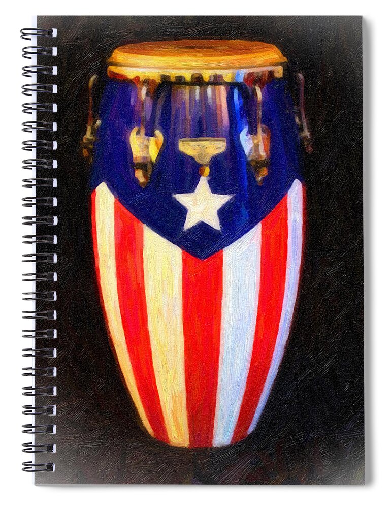 Cuatro Spiral Notebook featuring the painting Puerto Rican Bomba by Dean Wittle