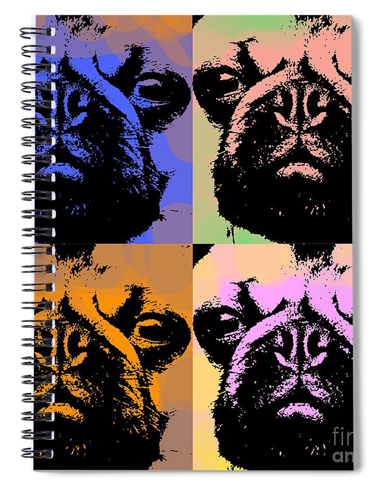 Pug Spiral Notebook featuring the digital art Pug Pop Art by Jean luc Comperat