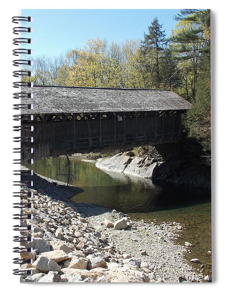 Greenfield Spiral Notebook featuring the photograph Pumping Station Covered Bridge by Catherine Gagne