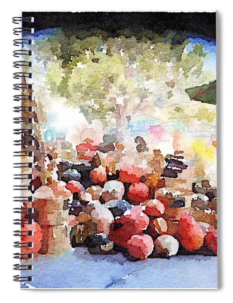 Waterlogue Spiral Notebook featuring the digital art Pumpkins by Shannon Grissom